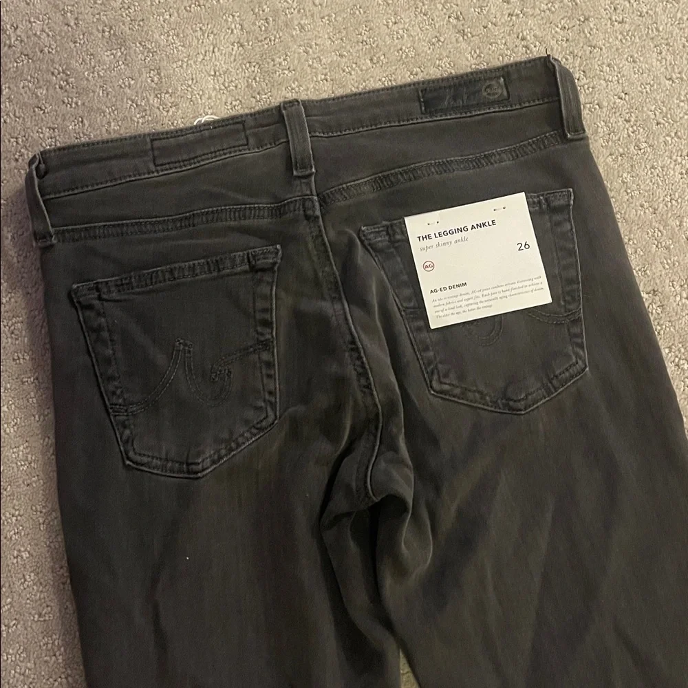 AG denim 26 aged denim black wash the legging super skinny ankle NWT $225